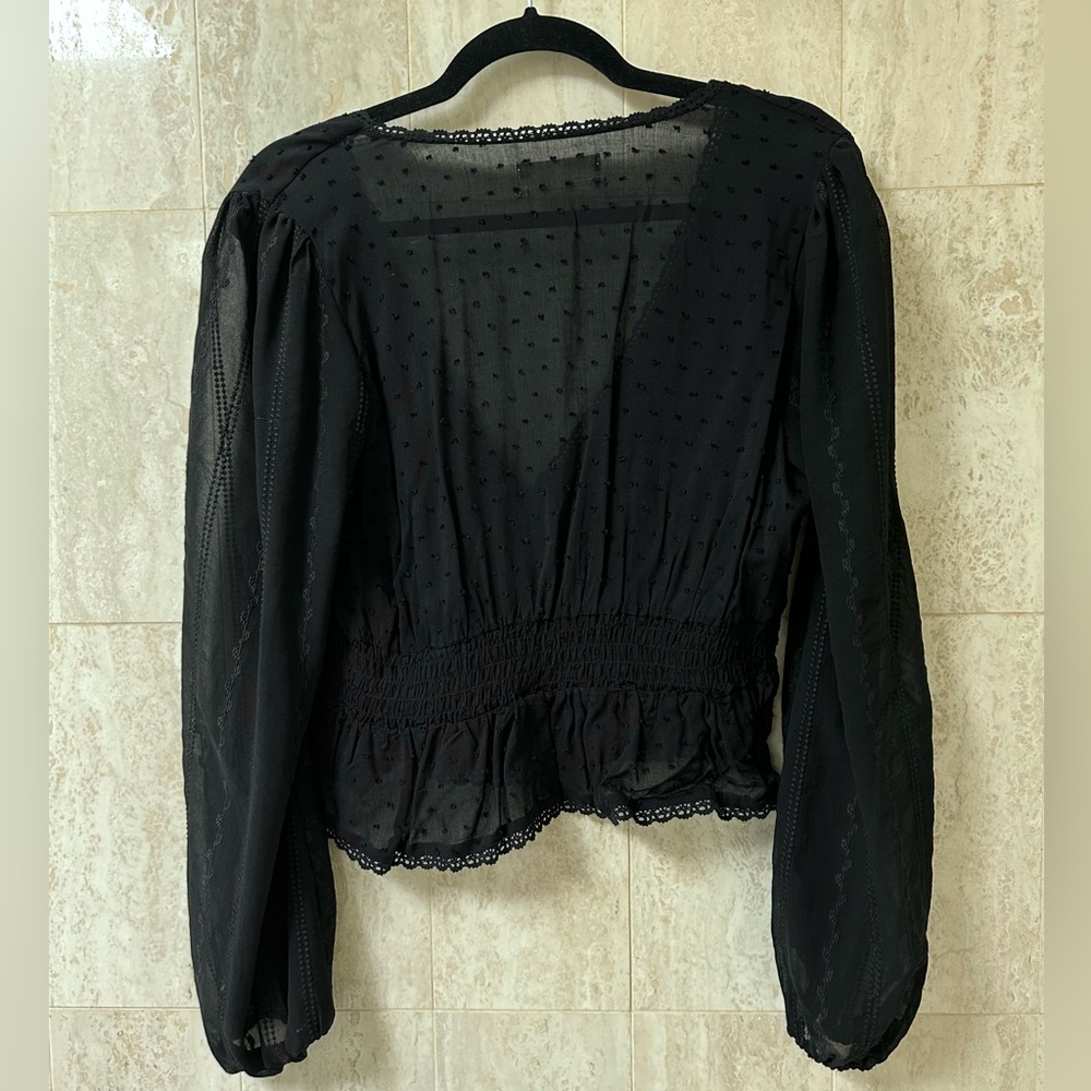 Urban Outfitters Draped V-Neck Blouse (Medium) - Black - Picture 3 of 3